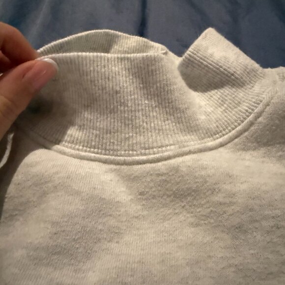 Aritzia TNA Cozy Fleece Mega Mockneck Sweatshirt 2 M/L Heather Grey Tunic - Picture 2 of 5